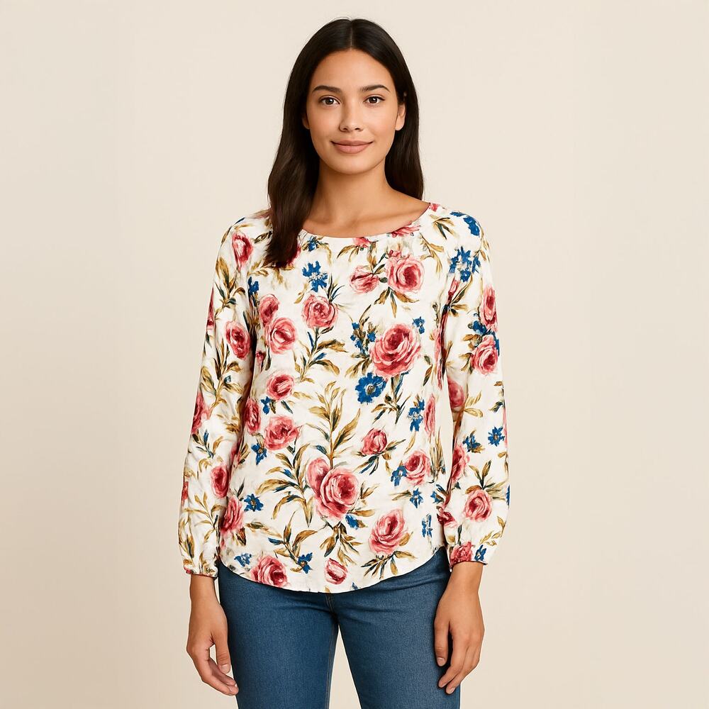 Zac & Rachel Floral Flowy Blouse Sz Small